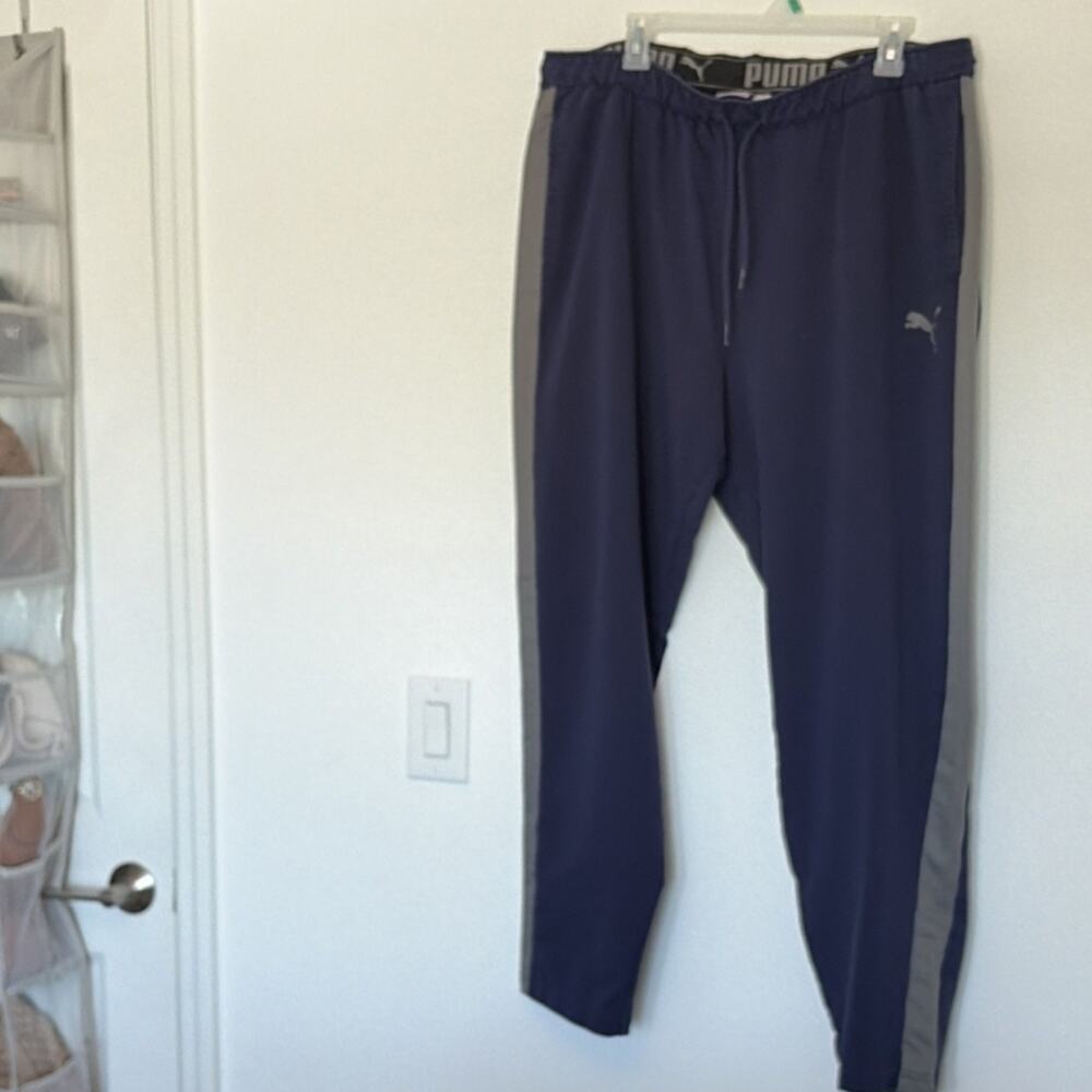 PUMA Men's Navy Gray Track Pants XXL Elastic Waist Pockets